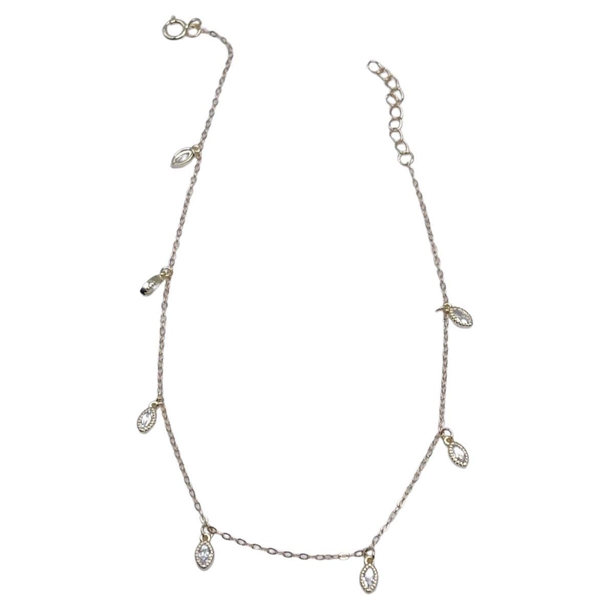 Bracelet longueur cheville en or 14 carats avec diamants 0,75 carat