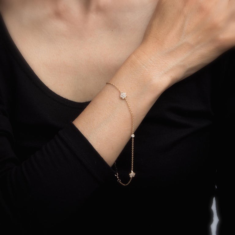 Diamond Anklet 18 Karat Yellow Gold Estate Fine Jewelry Ankle Bracelet