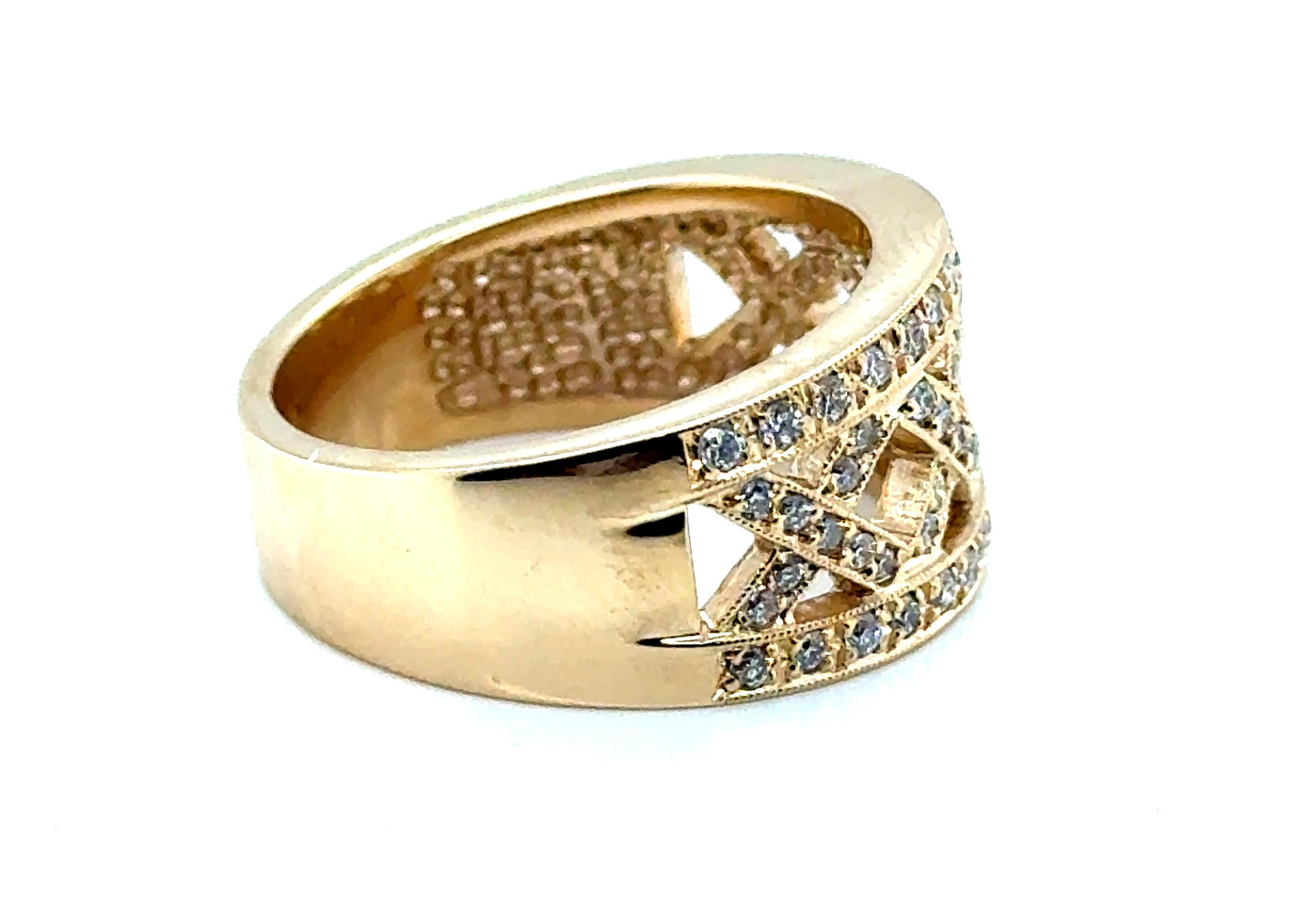 Diamond Anniversary Band Cocktail Ring .65ct 14K Yellow Gold Brand New


Features 66 Genuine Natural Round Brilliant Cut Diamonds

Captivating Diamonds 

This Ring Weighs 7.8 Grams

That's Over $500 in Gold Value Alone

14K Yellow Gold

100% Natural