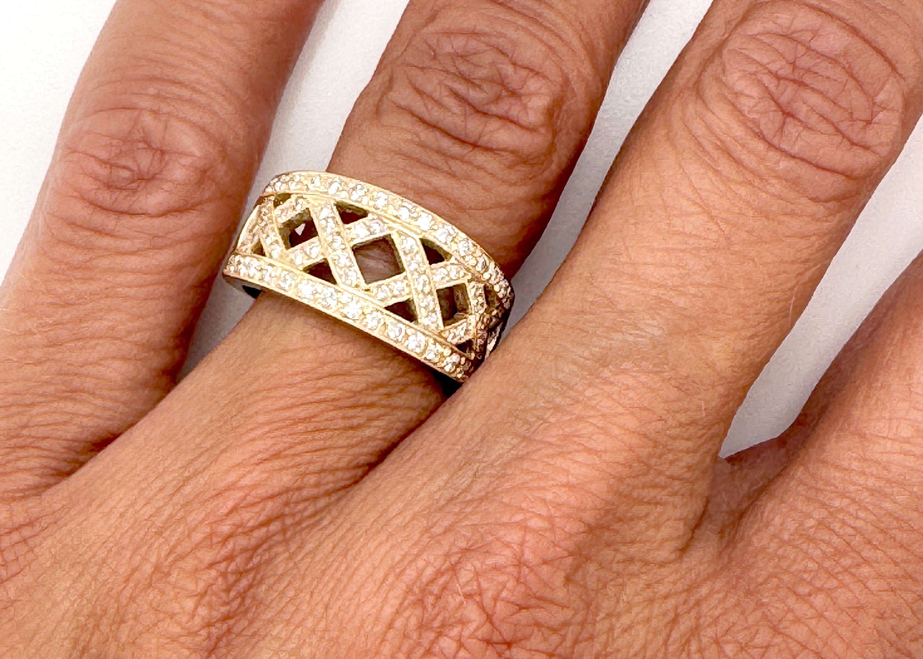Women's Diamond Anniversary Band Cocktail Ring .65ct 14K Yellow Gold Brand New For Sale