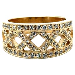 Anillo de Aniversario de Diamantes Anillo de Cóctel .65ct 14K Oro Amarillo Nuevo