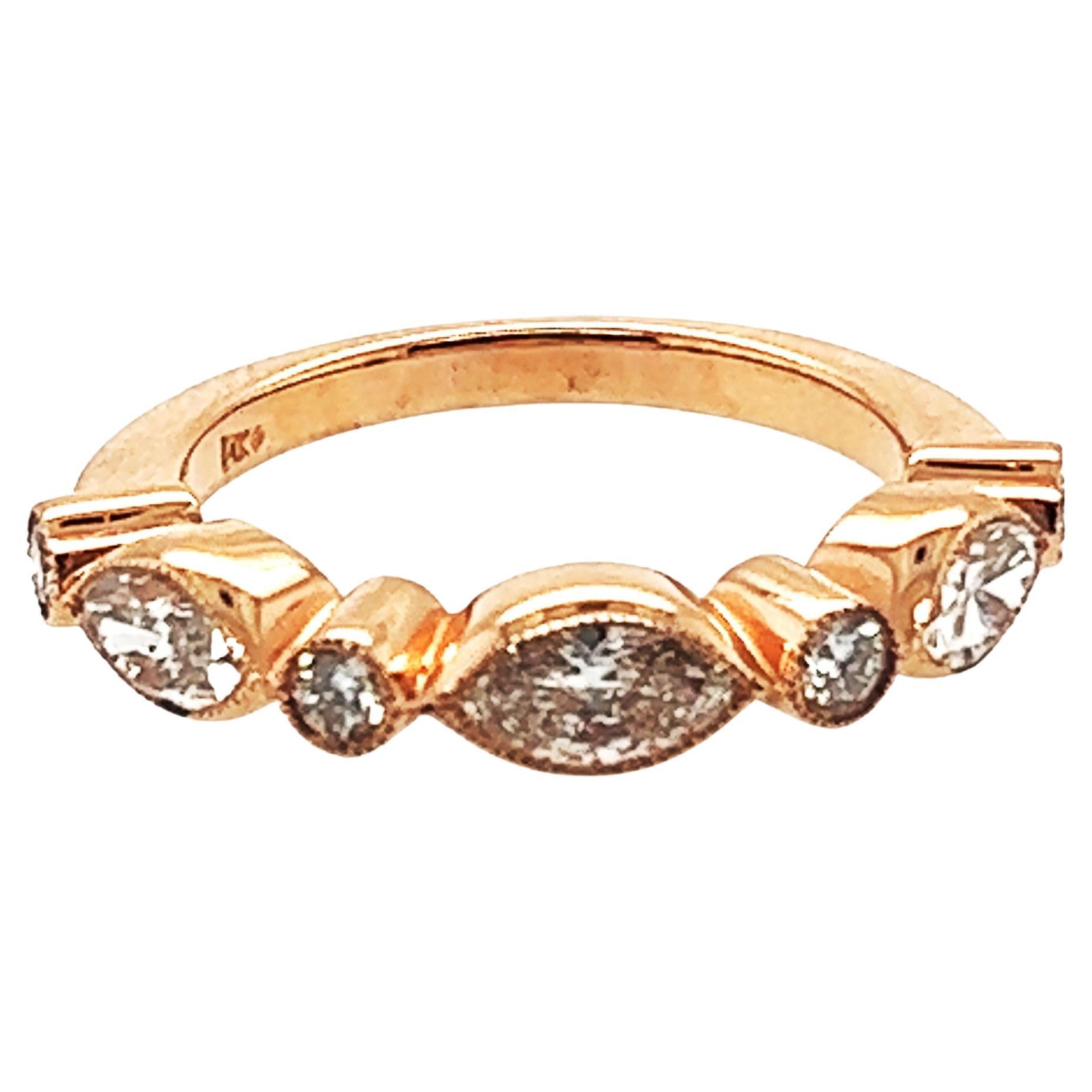 Diamond Anniversary Band Stackable Ring 1.32ct Marquise 14K Rose Gold Brand New For Sale