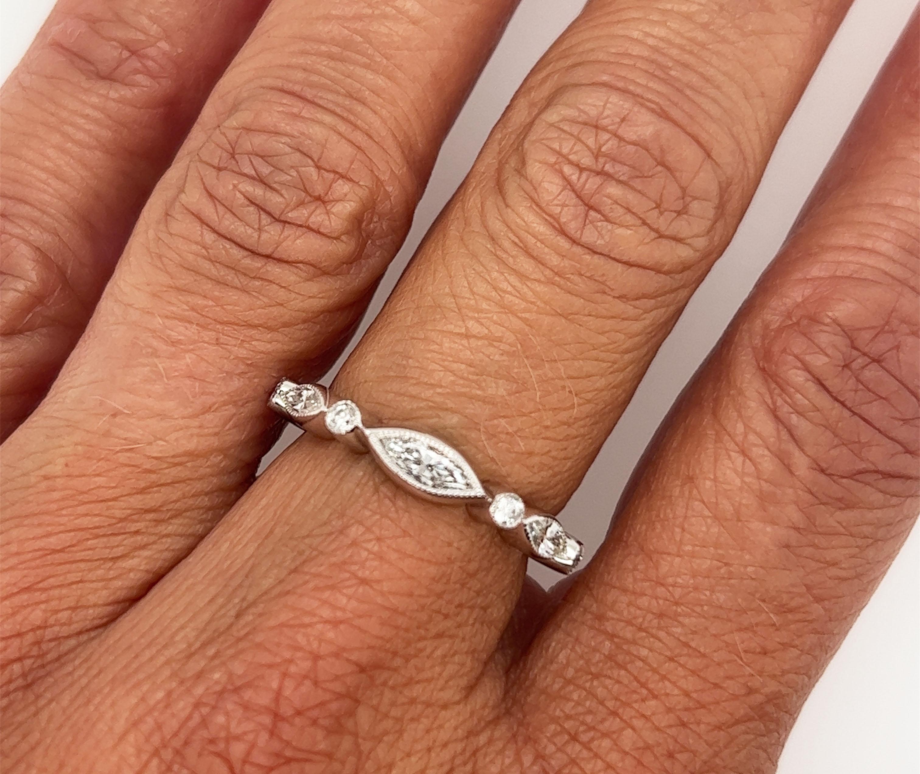 Women's Diamond Anniversary Band Stackable Wedding Ring .62ct Marquise 14K Brand New