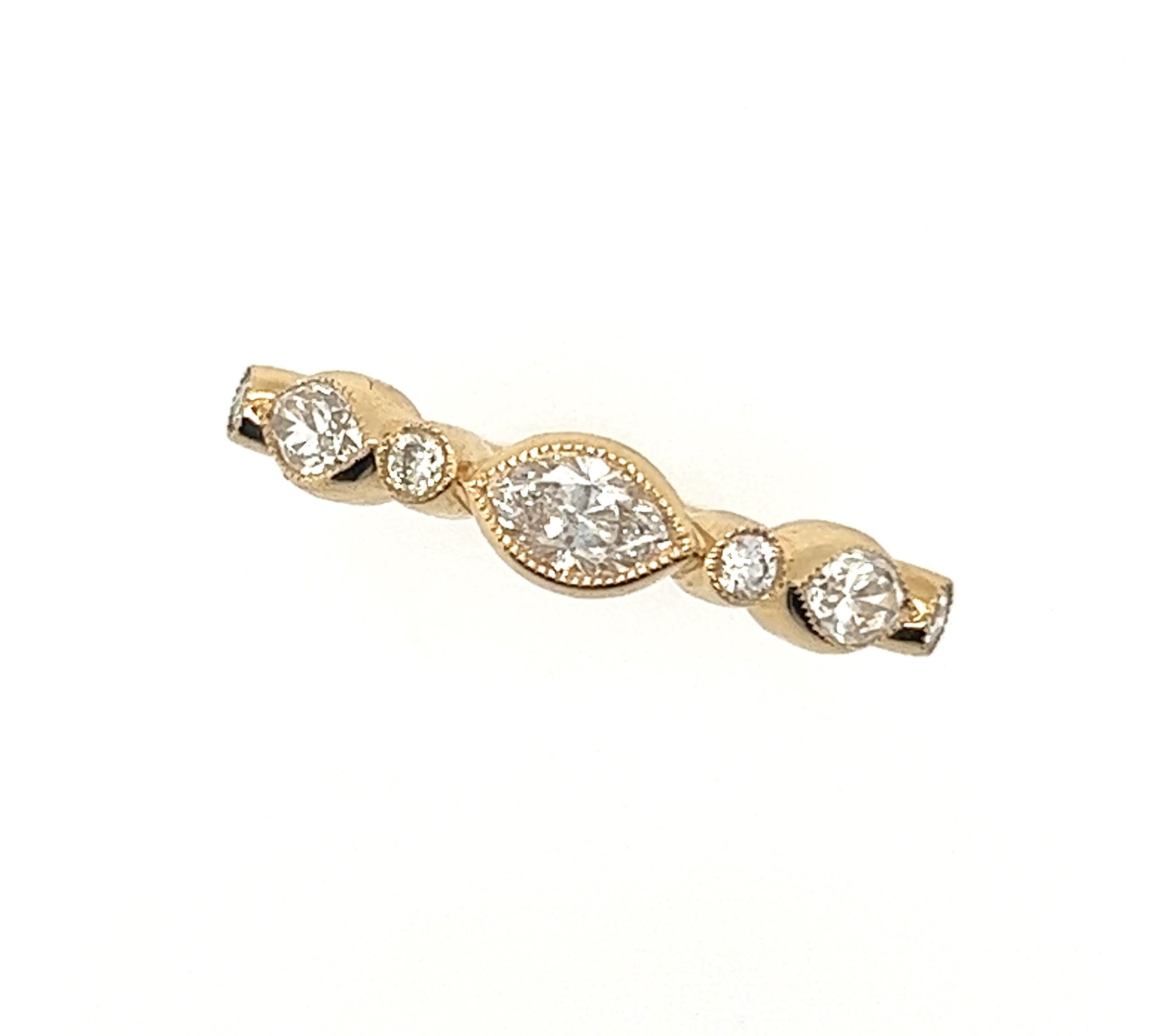 Diamond Anniversary Band Stackable Wedding Ring .97ct Marquise 14K Brand New In New Condition In Dearborn, MI