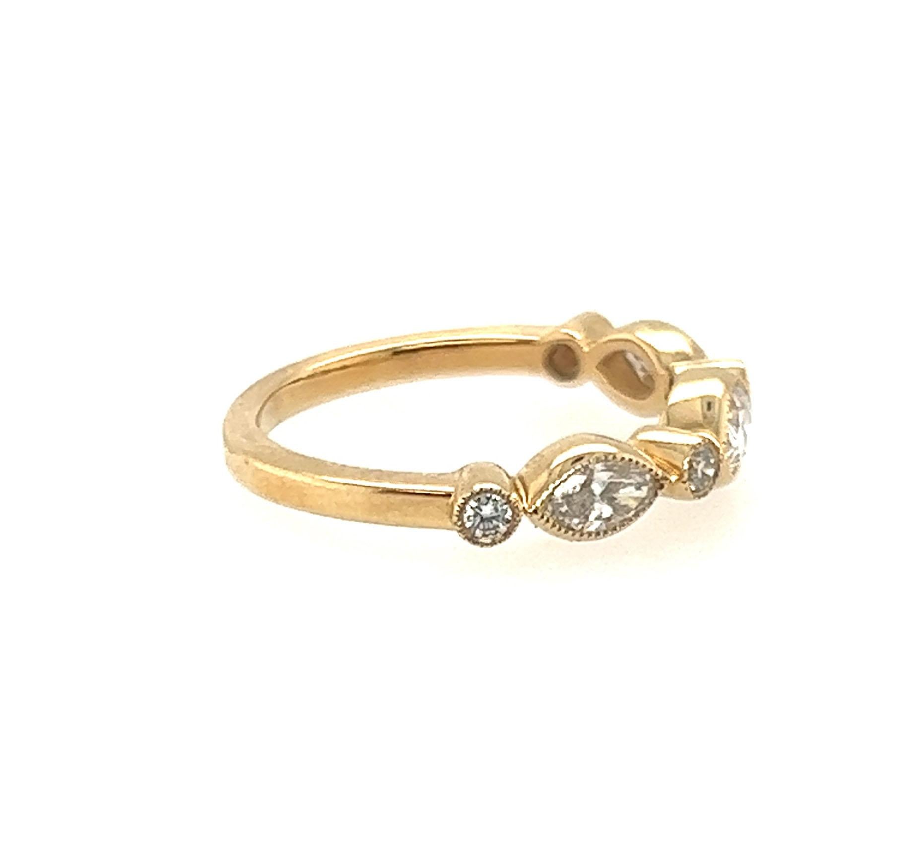 Women's Diamond Anniversary Band Stackable Wedding Ring .97ct Marquise 14K Brand New