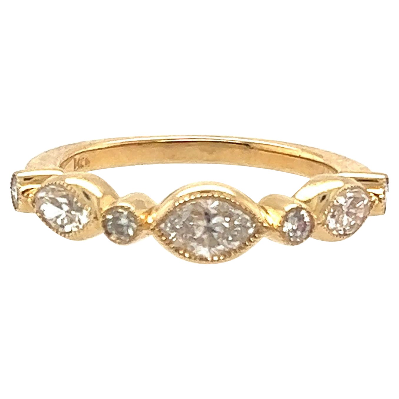 Diamond Anniversary Band Stackable Wedding Ring .97ct Marquise 14K Brand New