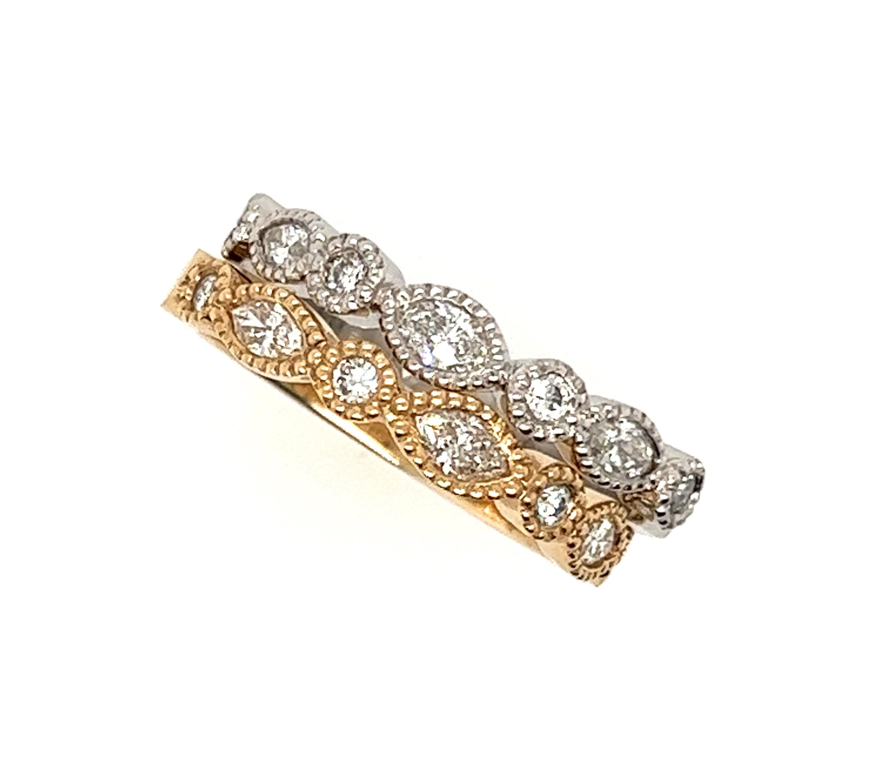 Women's Diamond Anniversary Band Wedding Ring .35ct Marquise 14K White Gold Brand New For Sale
