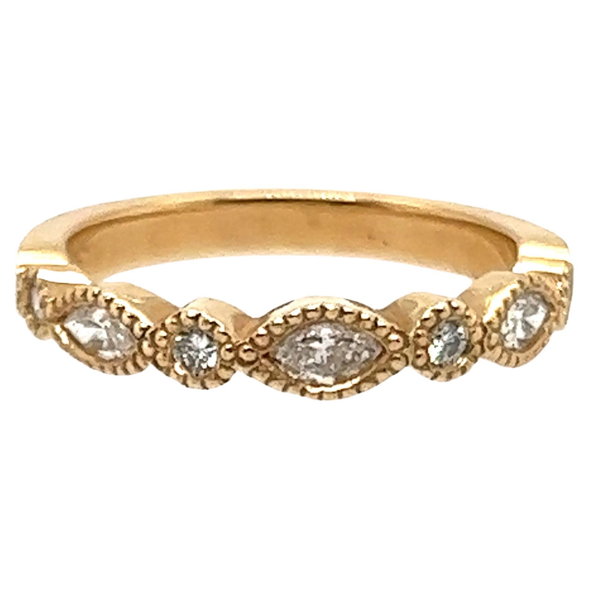 Diamond Anniversary Band Wedding Ring .36ct Marquise 14K Yellow Gold Brand New For Sale