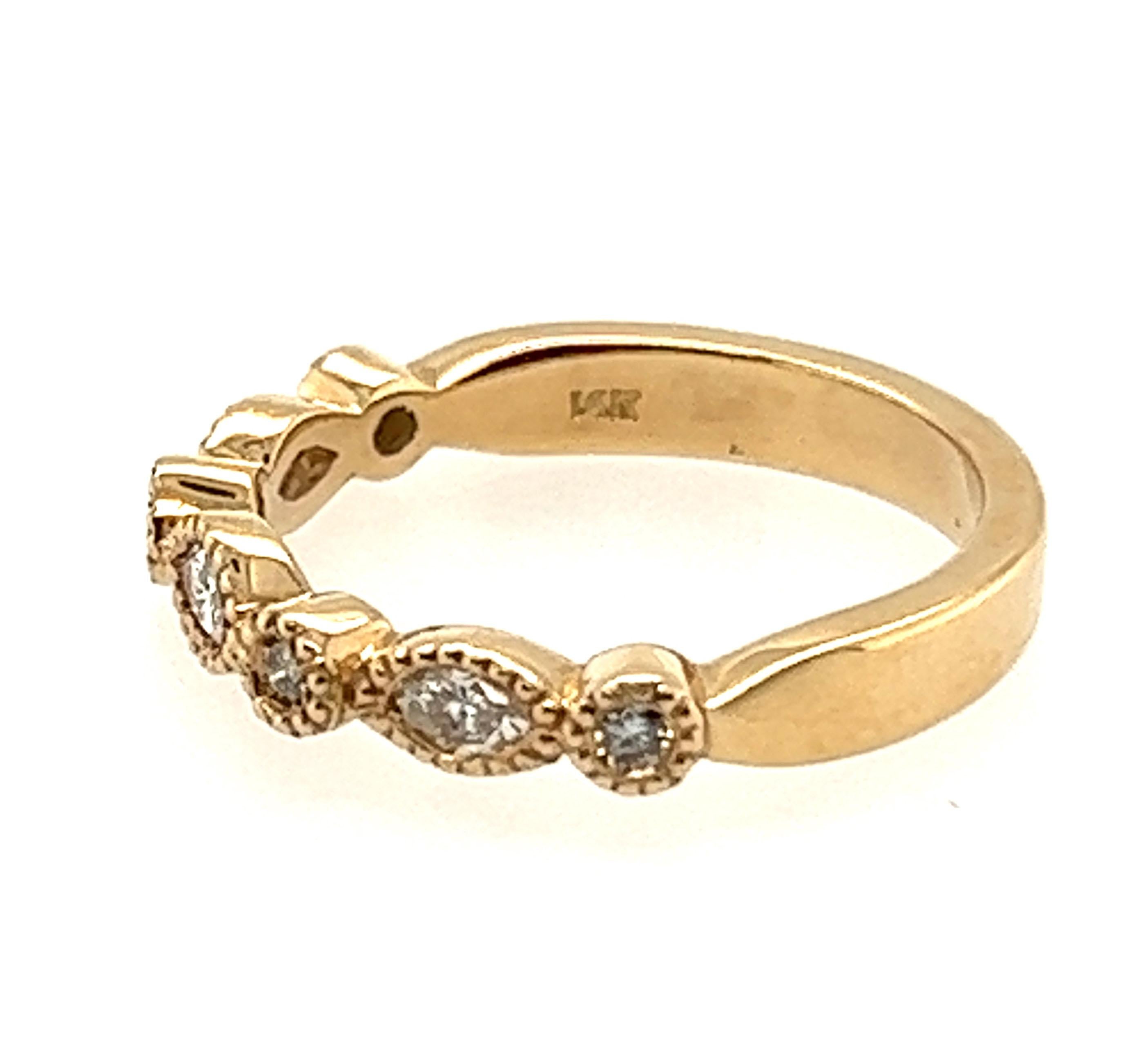 Women's Diamond Anniversary Band Wedding Ring .39ct Marquise 14K Yellow Gold Brand New For Sale