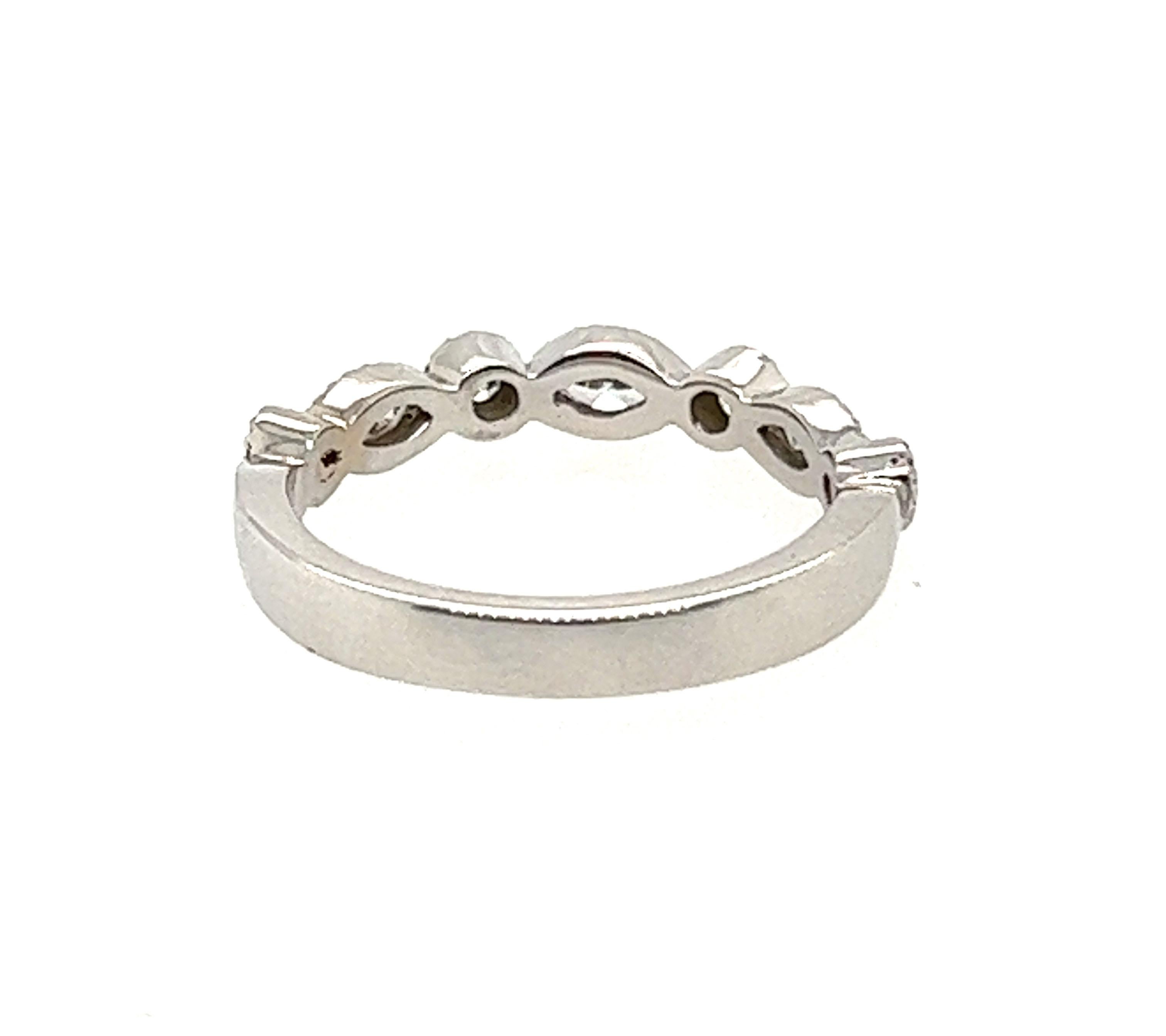 Women's Diamond Anniversary Band Wedding Ring .40ct Marquise 14K White Gold Brand New For Sale