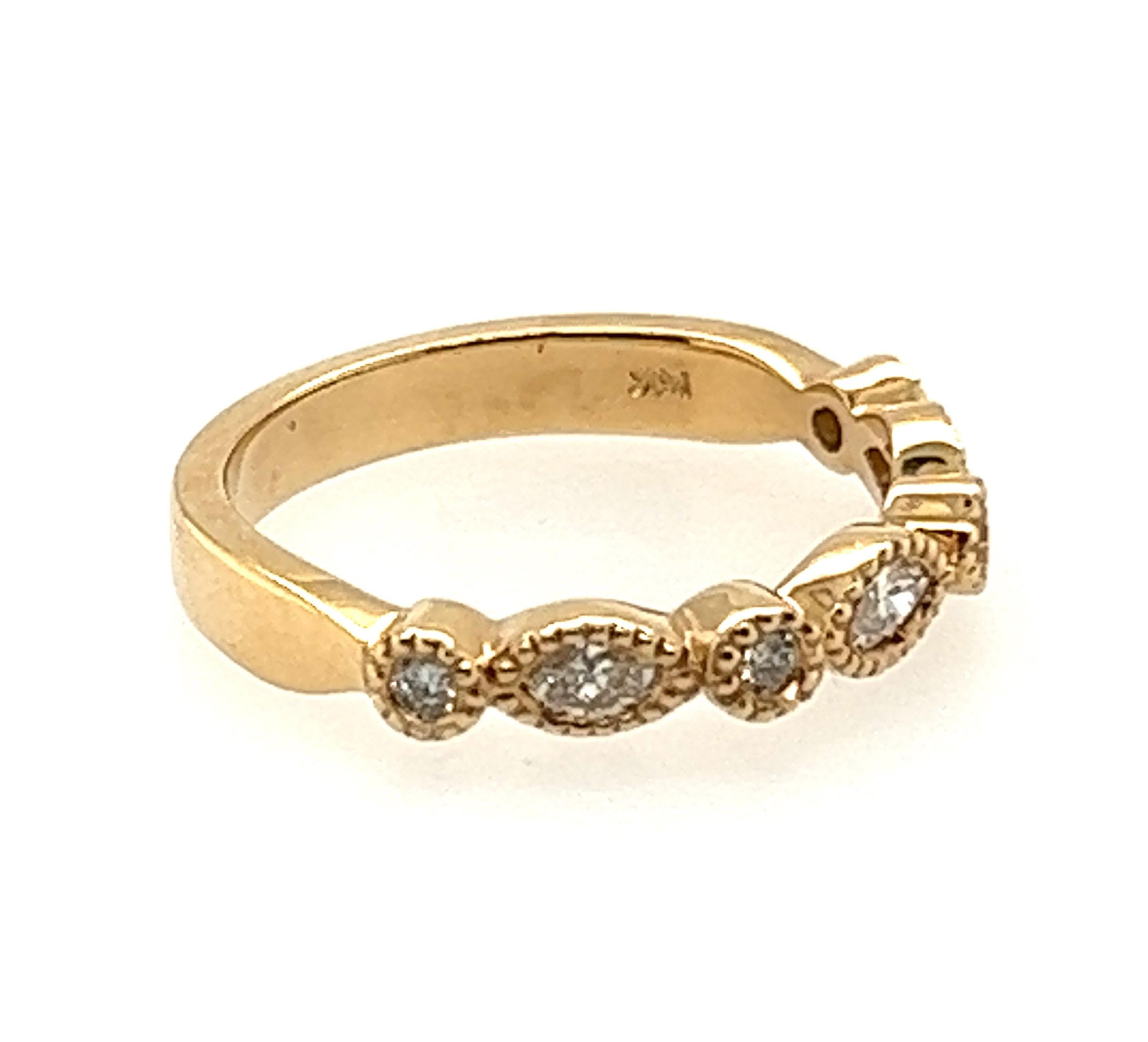 Diamond Anniversary Band Wedding Ring .65ct Marquise 14K Yellow Gold Brand New In New Condition For Sale In Dearborn, MI