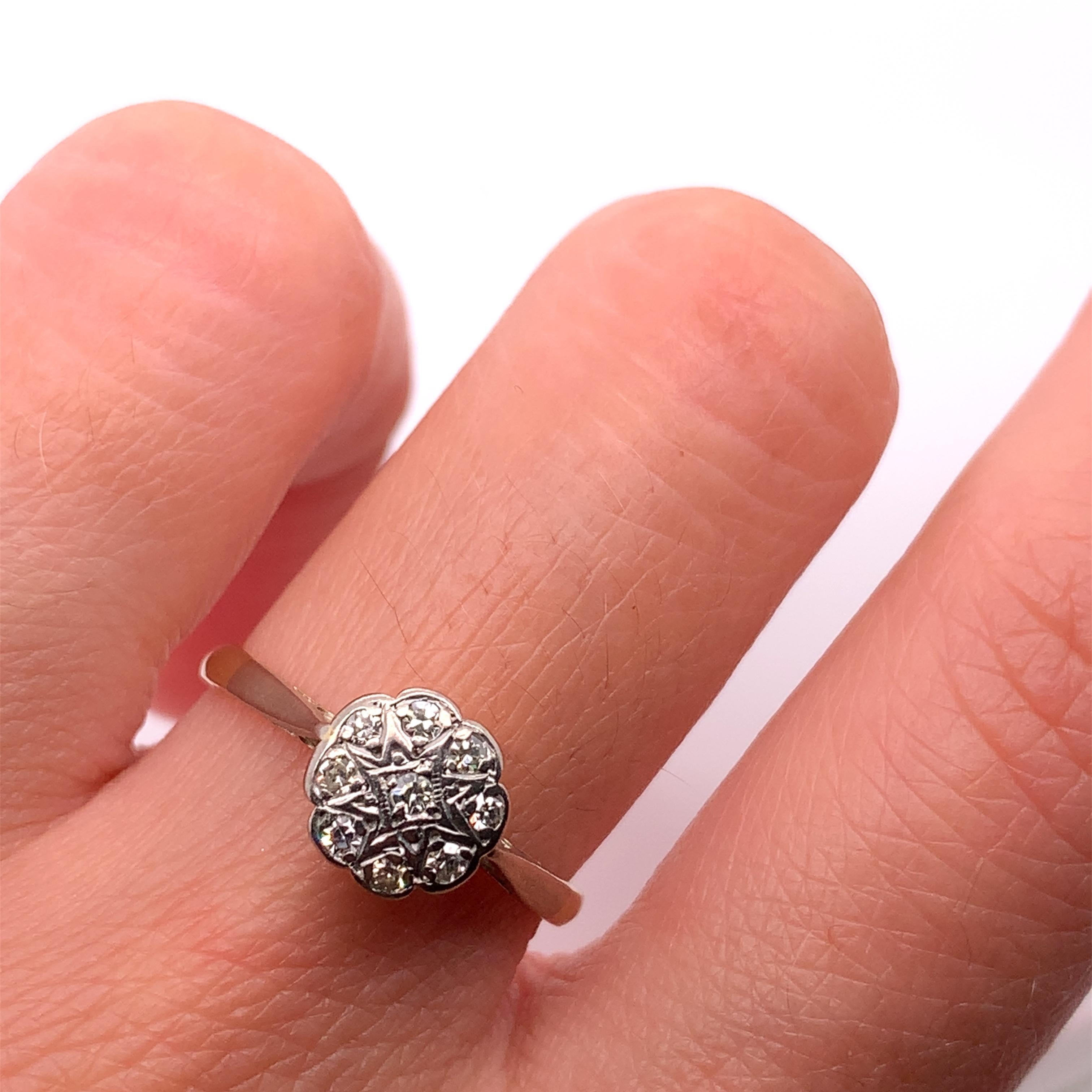 
0.25ct Diamond Victorian Antique Engagement Ring 18K Yellow Gold.

Classic diamond solitaire ring in 18ct yellow gold cluster style.

Diamonds 0.25ct G colour VS1 clarity.

Hallmarked.

The ring can be resized.

Box and valuation included.

Add a