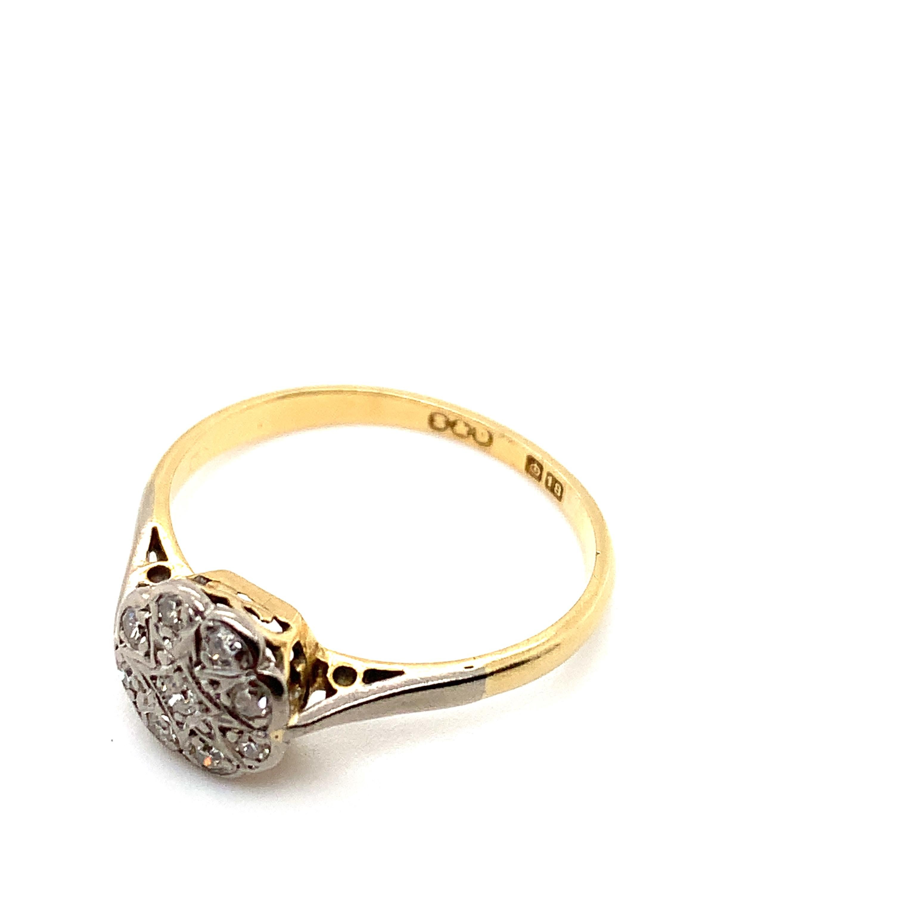 Diamond antique chunky engagement ring 18k yellow gold In New Condition For Sale In London, GB