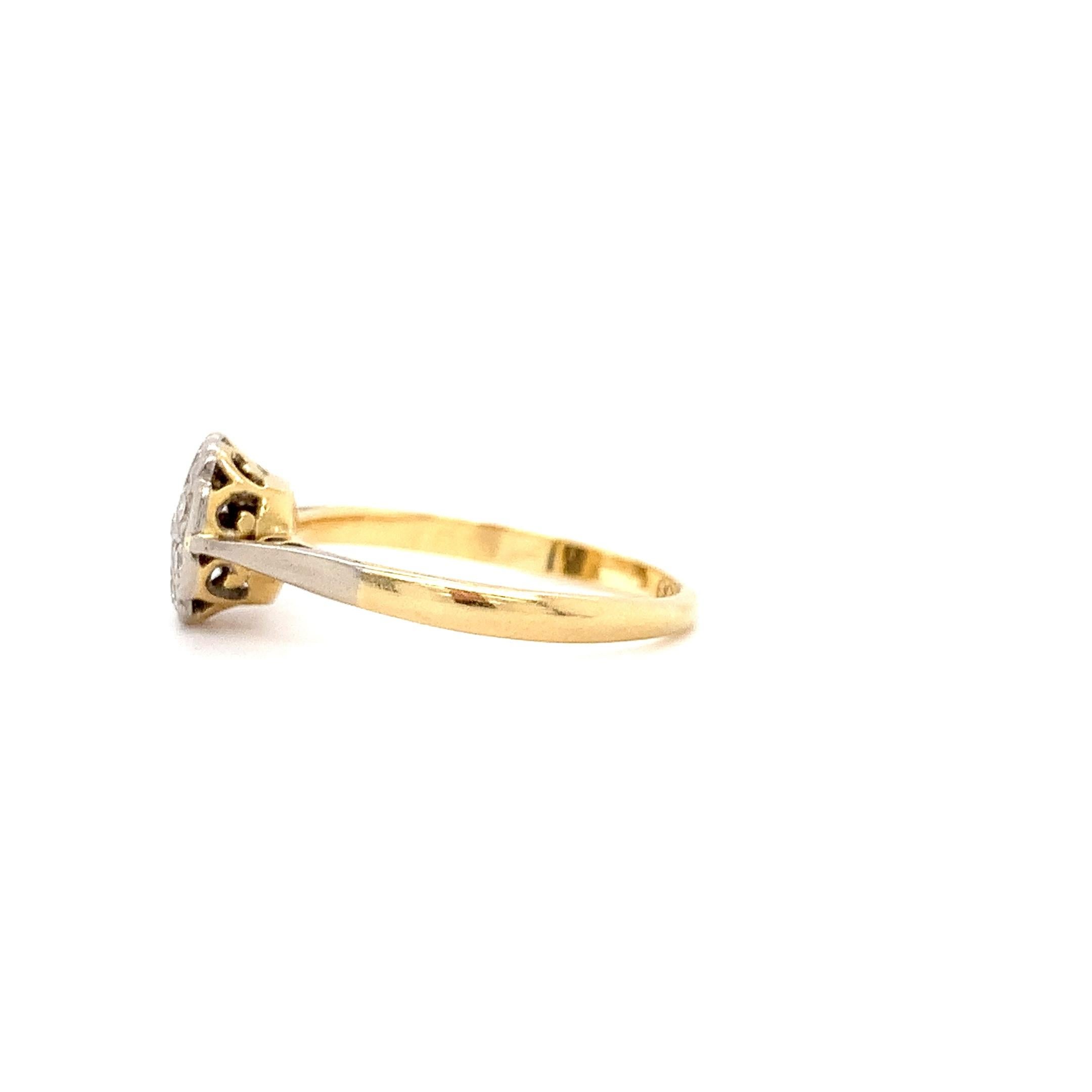 Diamond antique chunky engagement ring 18k yellow gold For Sale 1
