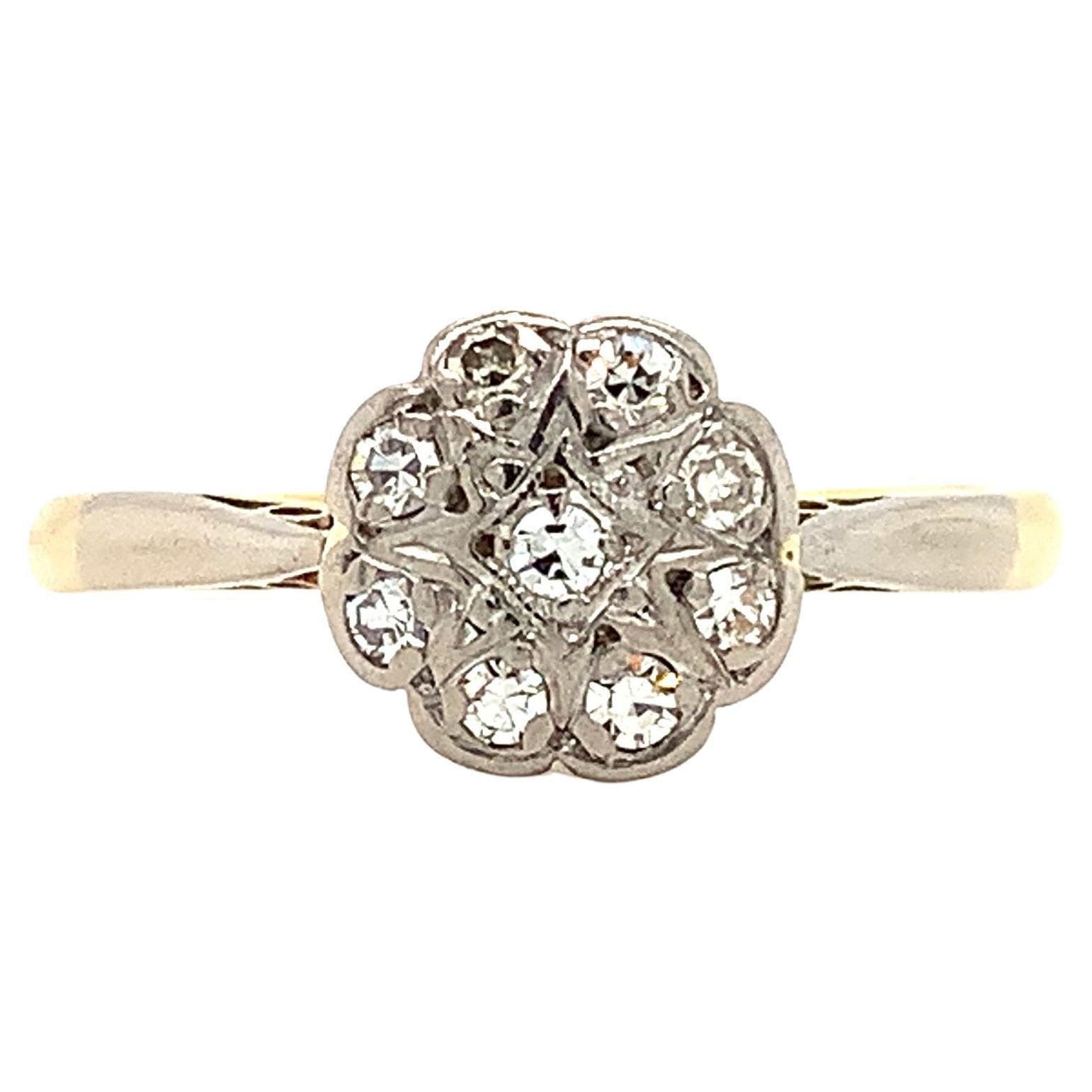 Diamond antique chunky engagement ring 18k yellow gold