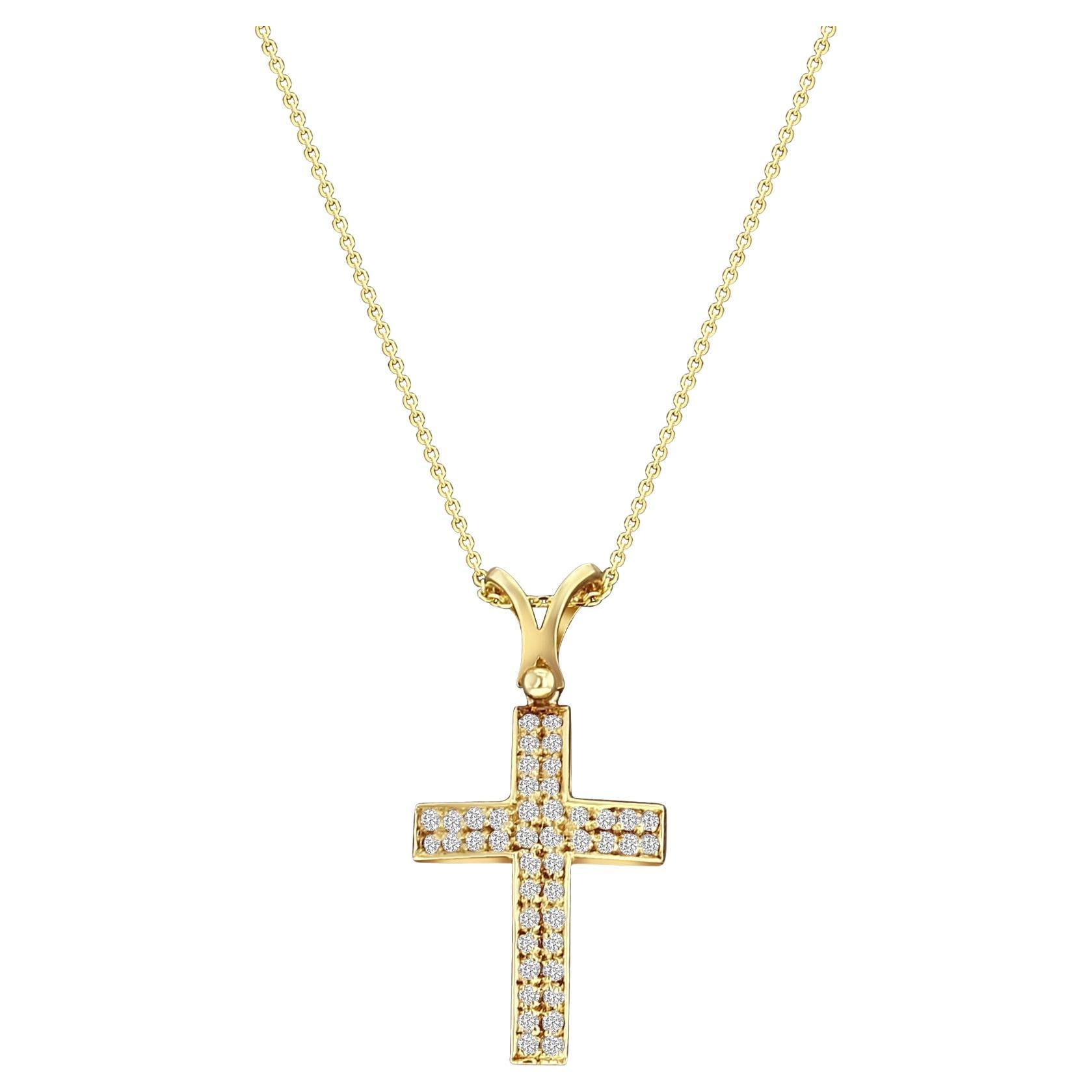 Diamond Antique Cross .90cttw 14k Yellow Gold