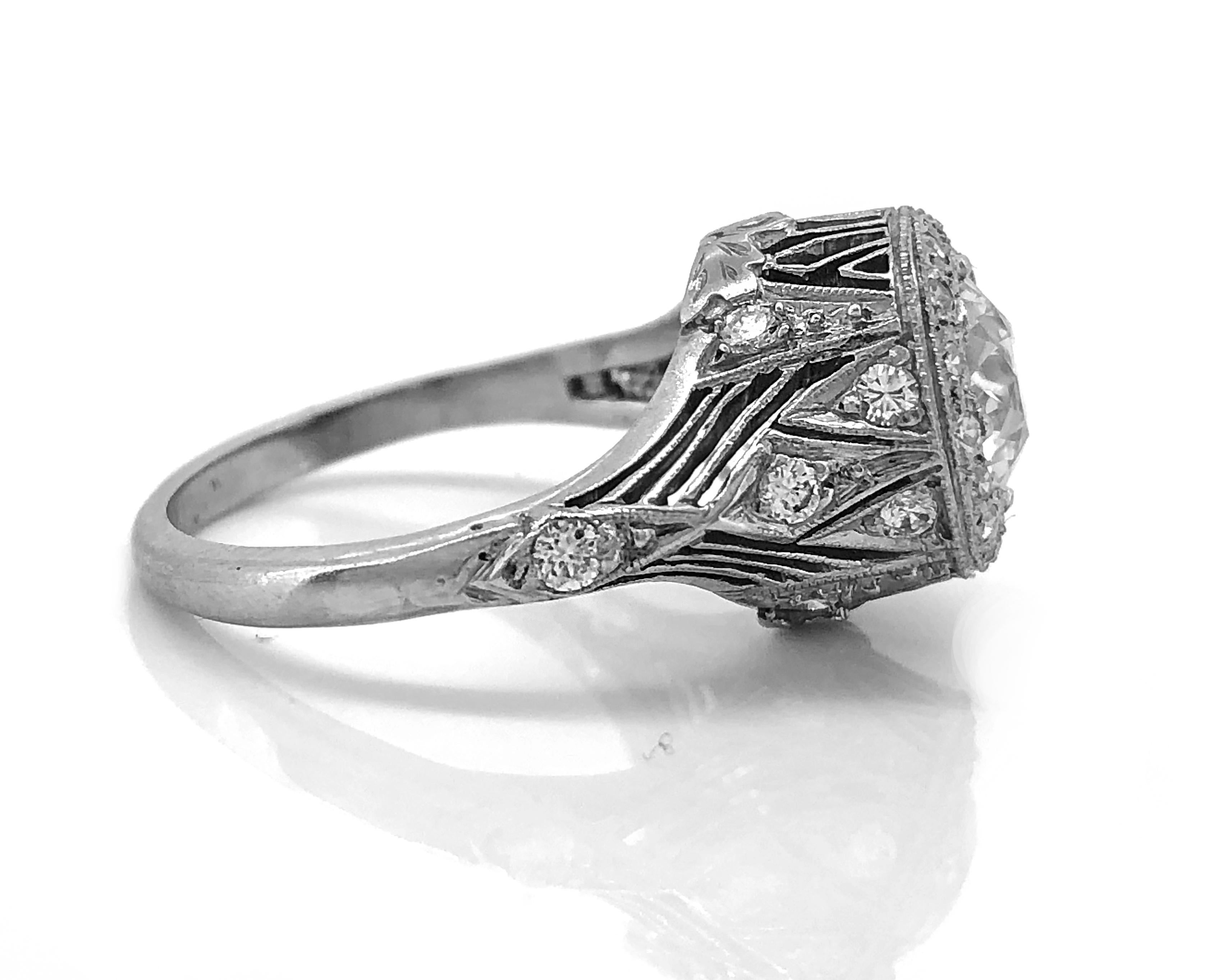 Art Deco Diamond Antique Engagement Ring 1.20 Carat