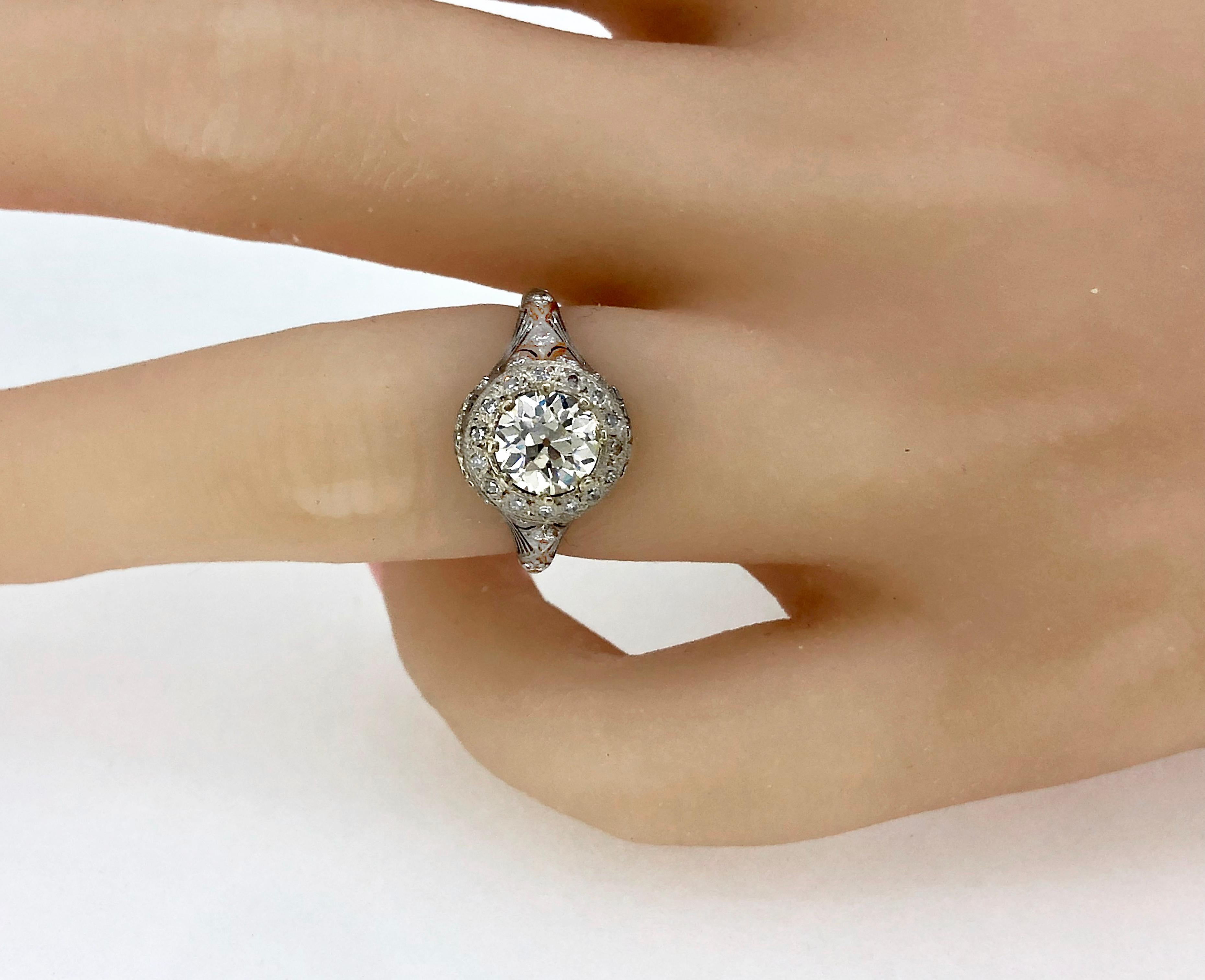 Women's Diamond Antique Engagement Ring 1.20 Carat