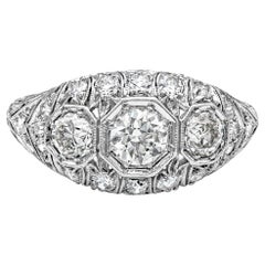 Diamond Antique Engagement Ring, 1.45 Carat Total