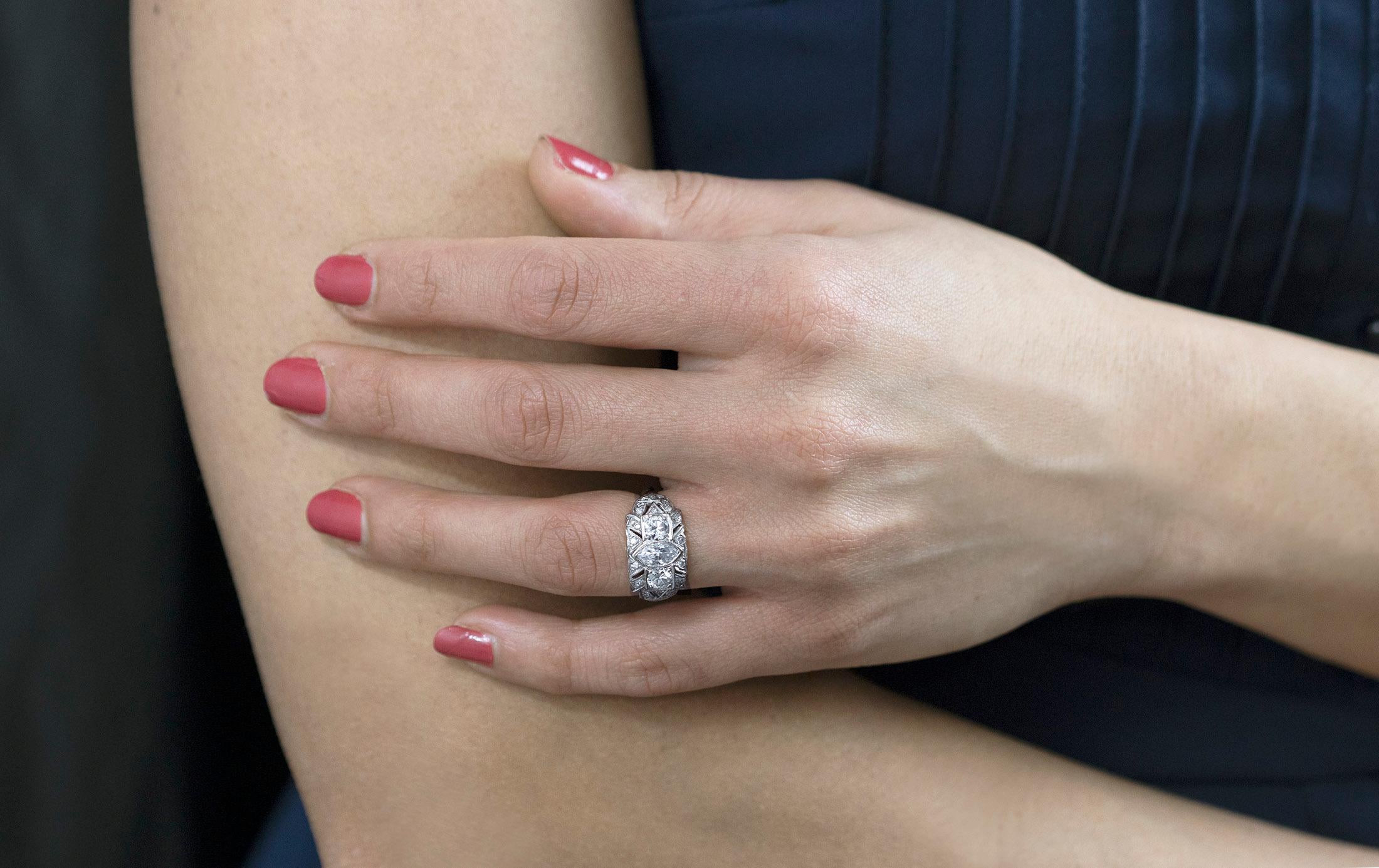 Diamond Antique Engagement Ring, 1.76 Carat Total For Sale 1