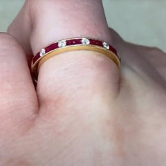 Bracelet en or jaune 18 carats avec diamants (environ 0,10 carat) et rubis (environ 0,3 carat)