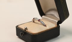 Diamond (Approx 0.10Carat) Ruby Half Eternity Wedding Band Platinum