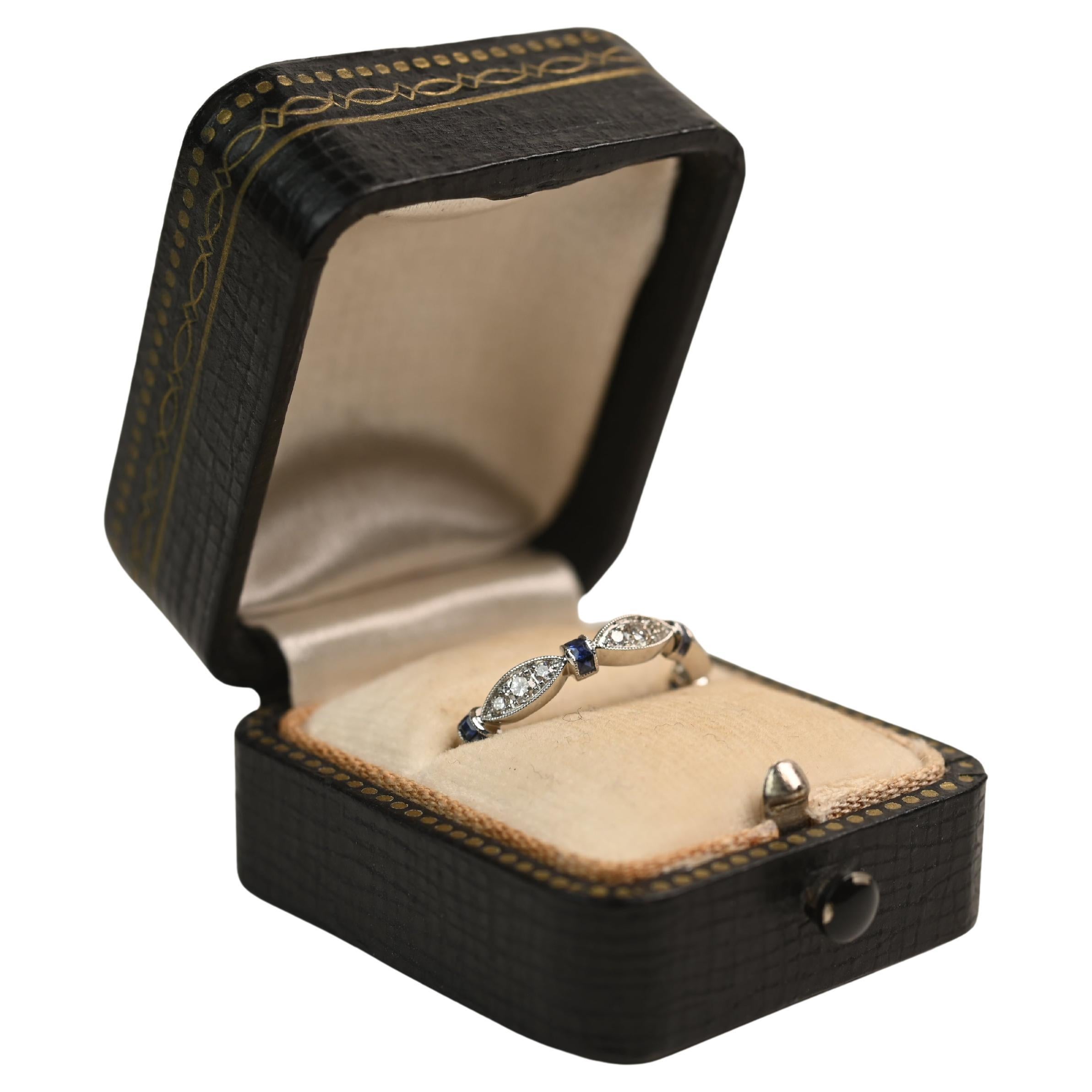 Diamond And Sapphire Wedding Band. Round Brilliant Diamond Sapphire Accent Band