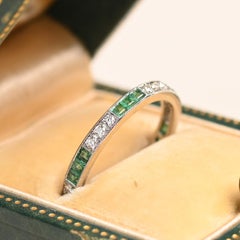 Diamond & Emerald Channel-Set Alternating Band (Approx. 0.20-Carats), Platinum