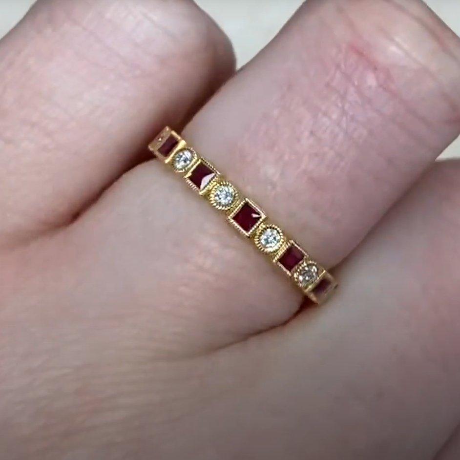 Women's Diamond (Approx 0.20-Carats) & Ruby (Approx 0.40-Carats) Eternity Band, Gold For Sale
