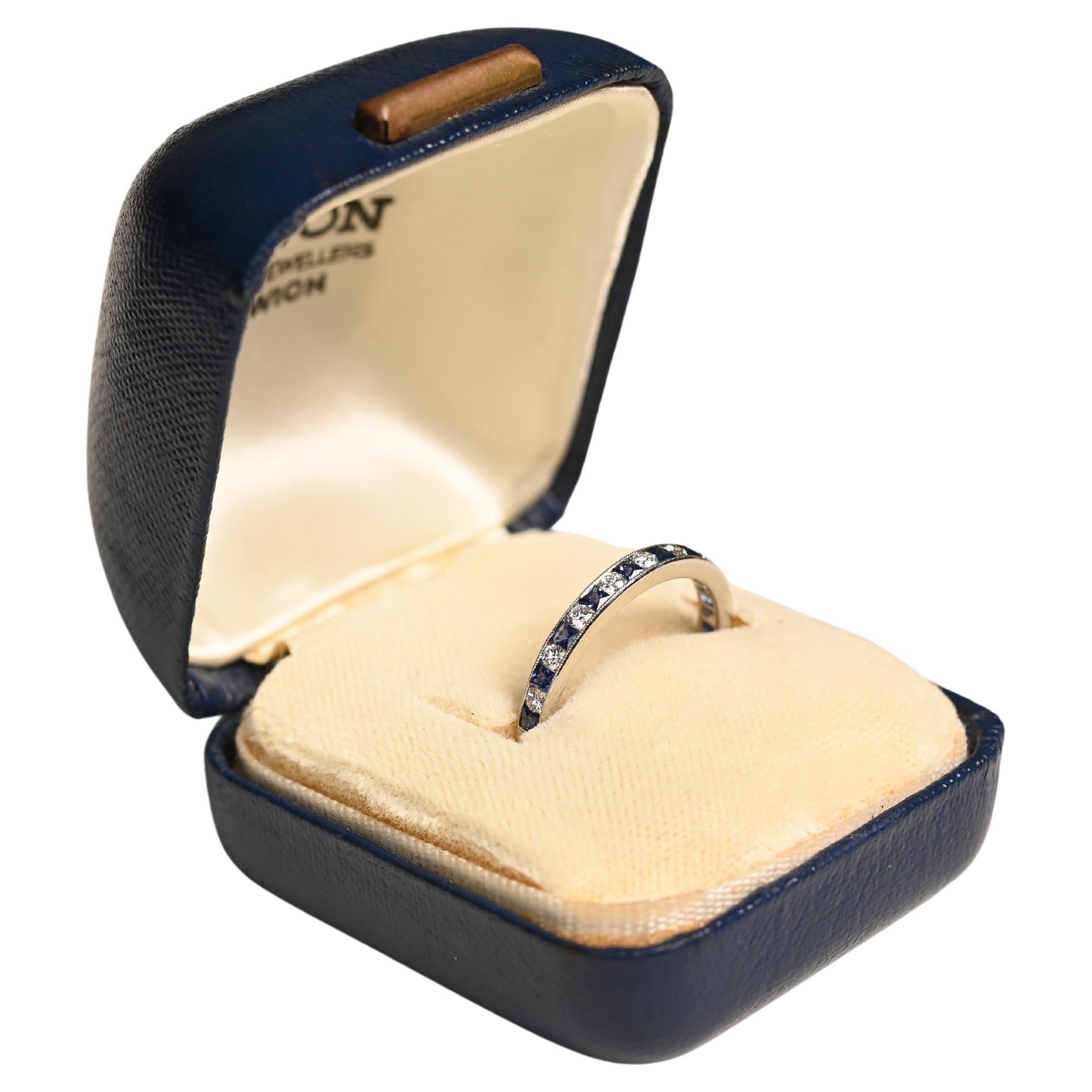Diamond (Approx 0.20-Carats) & Sapphire (Approx 0.30-Carats) Band, Platinum For Sale