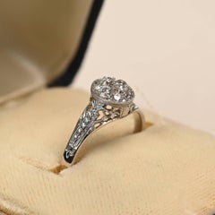Old Euro Cut Diamond Bezel-Set Cluster Ring (Approx. 0.30-Carats), Platinum