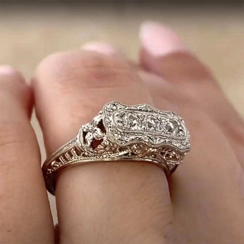 Art Deco Old Euro Diamond (Approx. 0.30-Carats) East-West Three Stone Ring, Platinum For Sale