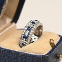 Diamond and Sapphire Wedding Band. 1.70ct Diamond Sapphire Accent Eternity Band