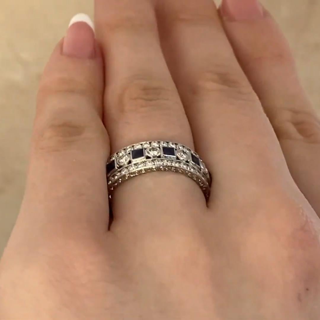 Women's Diamond & Sapphire Bezel-Set Eternity Band (Approx. 1.70-Carats), Platinum For Sale