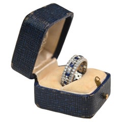 Diamond (Approx. 1.70-Carats) & Sapphire Bezel-Set Eternity Band, Platinum