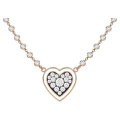 Girocollo a cuore con diamante, pietra natale di aprile, smalto bianco e oro 14 carati di Meghna Jewels