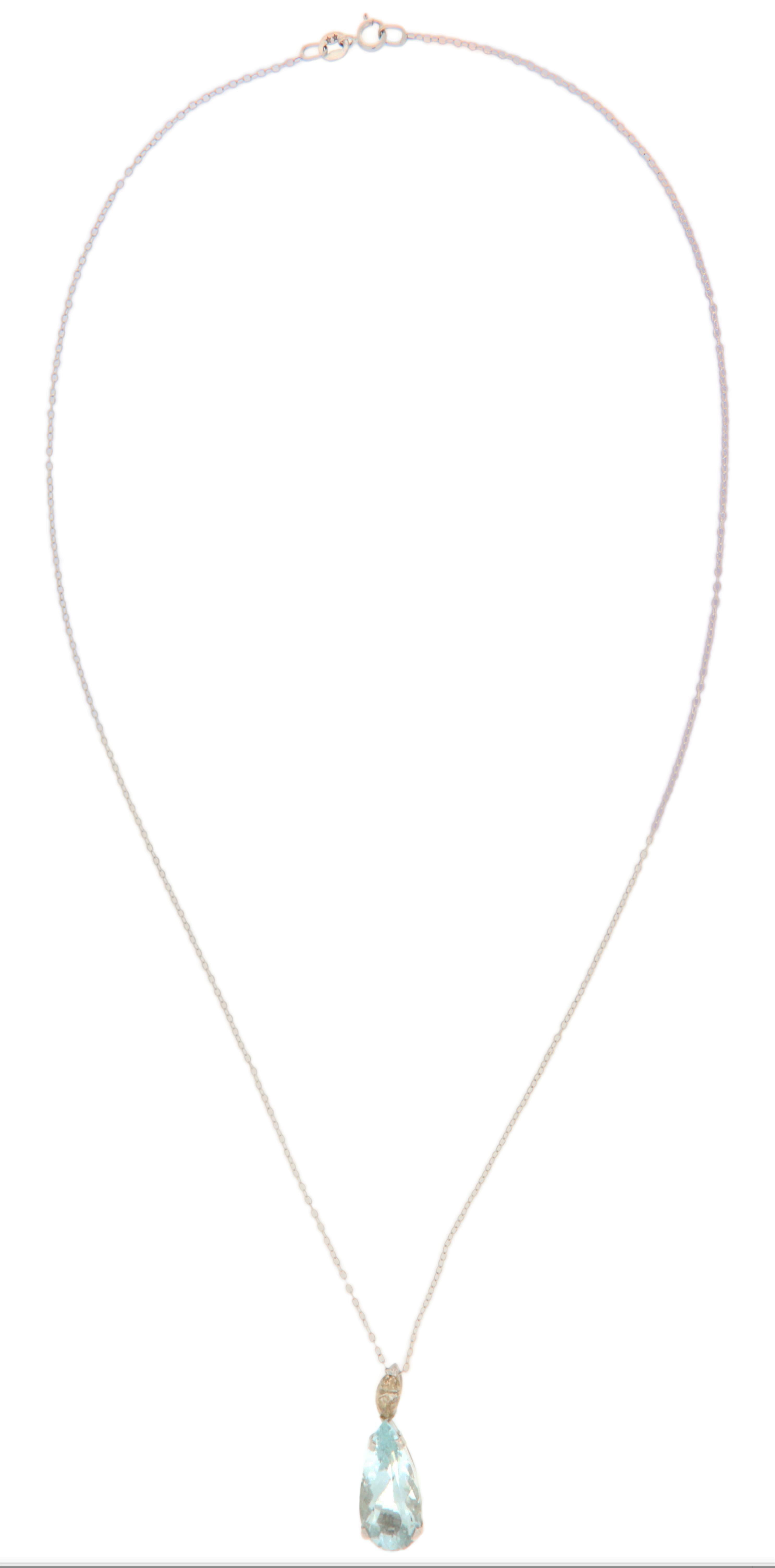 Diamant-Aquamarin 18 Karat Weißgold-Anhänger Halskette (Kunsthandwerker*in) im Angebot
