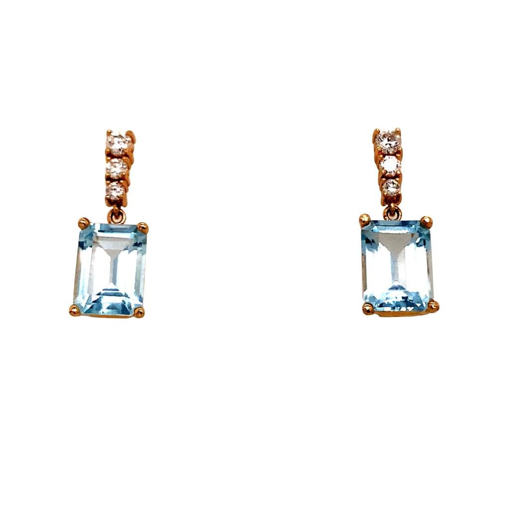 Diamond Aquamarine Earrings 14 Karat Yellow Gold 2.98 Carat Certified 1