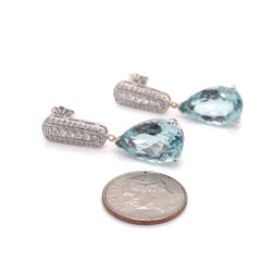 Diamant-Aquamarin-Ohrringe 14k Gold 12::05 TCW zertifiziert