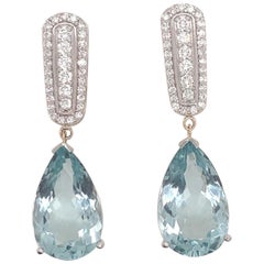 Diamant-Aquamarin-Ohrringe 14k Gold 12::05 TCW zertifiziert