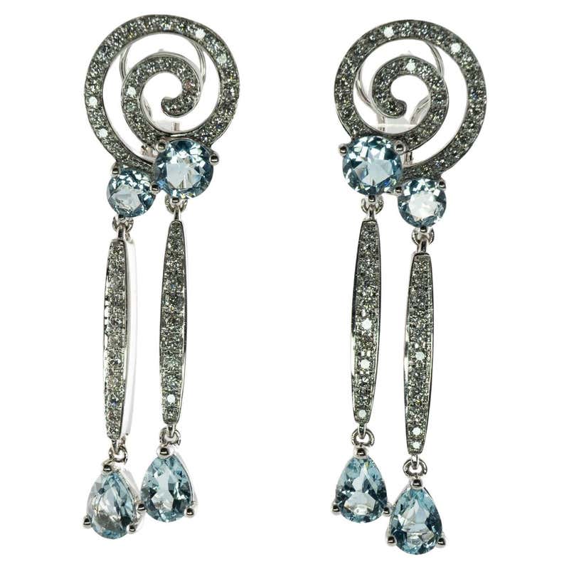 Golden Spiral Globe Circle Sphere Diamond Pave 18k Gold Dangle Drop ...