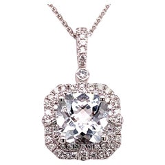 Diamond Aquamarine Necklace 18k Gold 2.24 TCW Certified