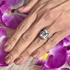 Anillo Diamante Aguamarina Oro 14k 6.25 TCW Certificado