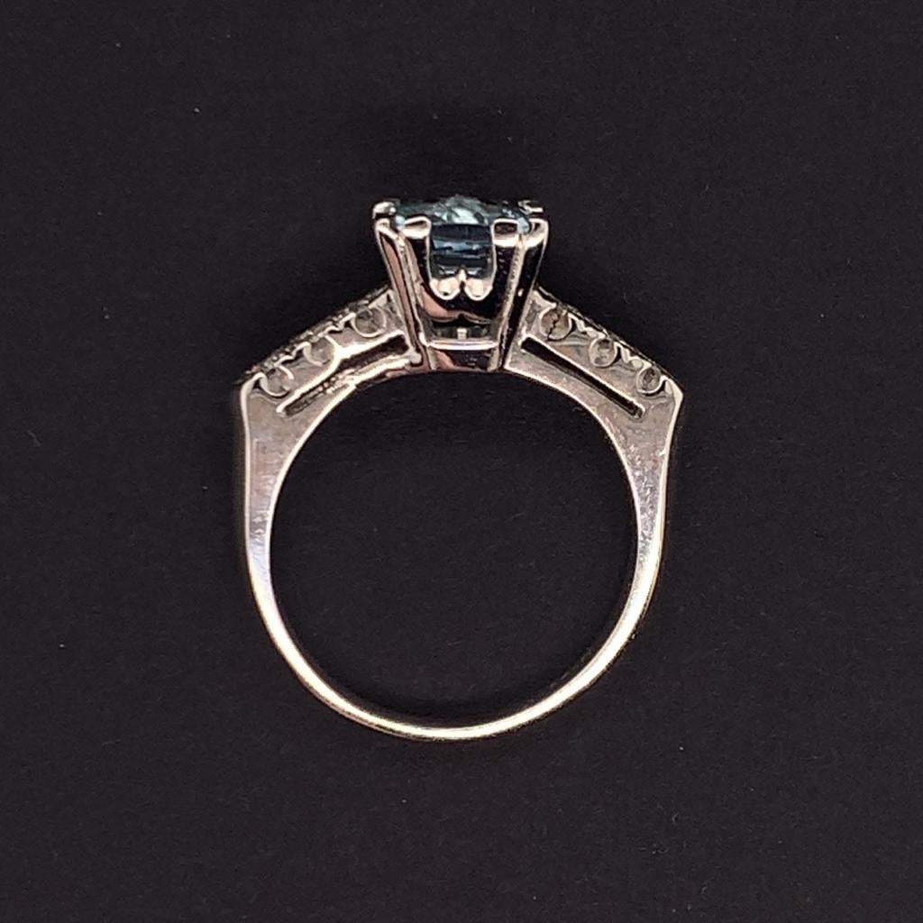 Anello con diamante e acquamarina in oro bianco 14k 1,70 TCW Donna Certificato in vendita 6