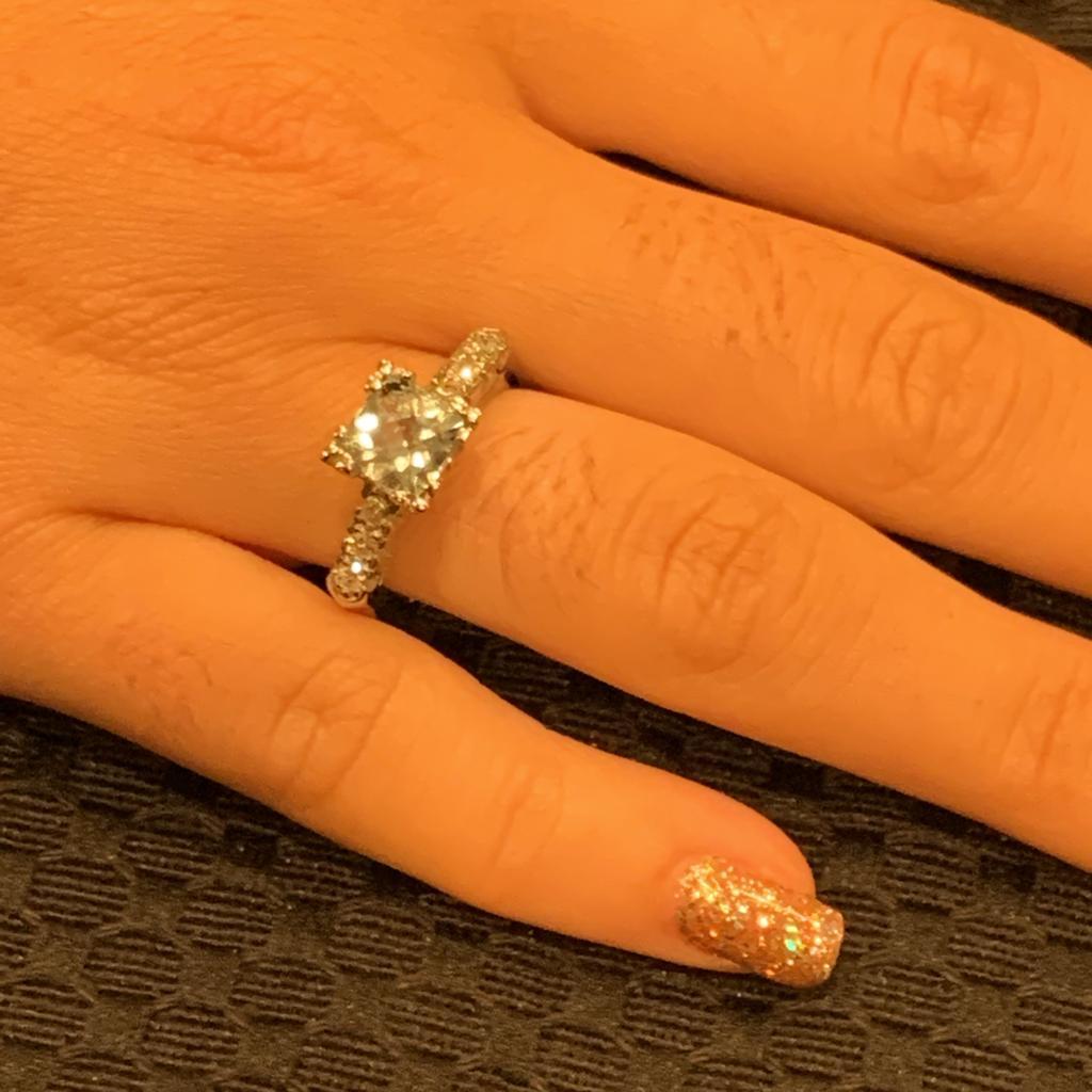 Taglio cuscino Anello con diamante e acquamarina in oro bianco 14k 1,70 TCW Donna Certificato in vendita