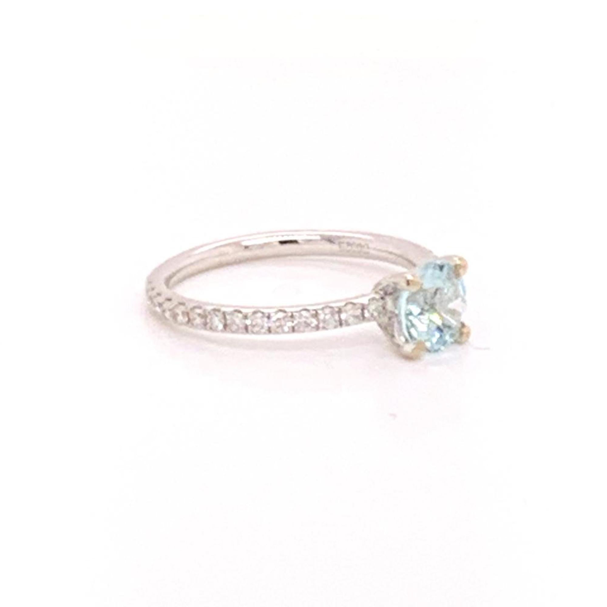 Diamond Aquamarine Ring 18k White Gold 1.08 TCW Certified In New Condition For Sale In Brooklyn, NY