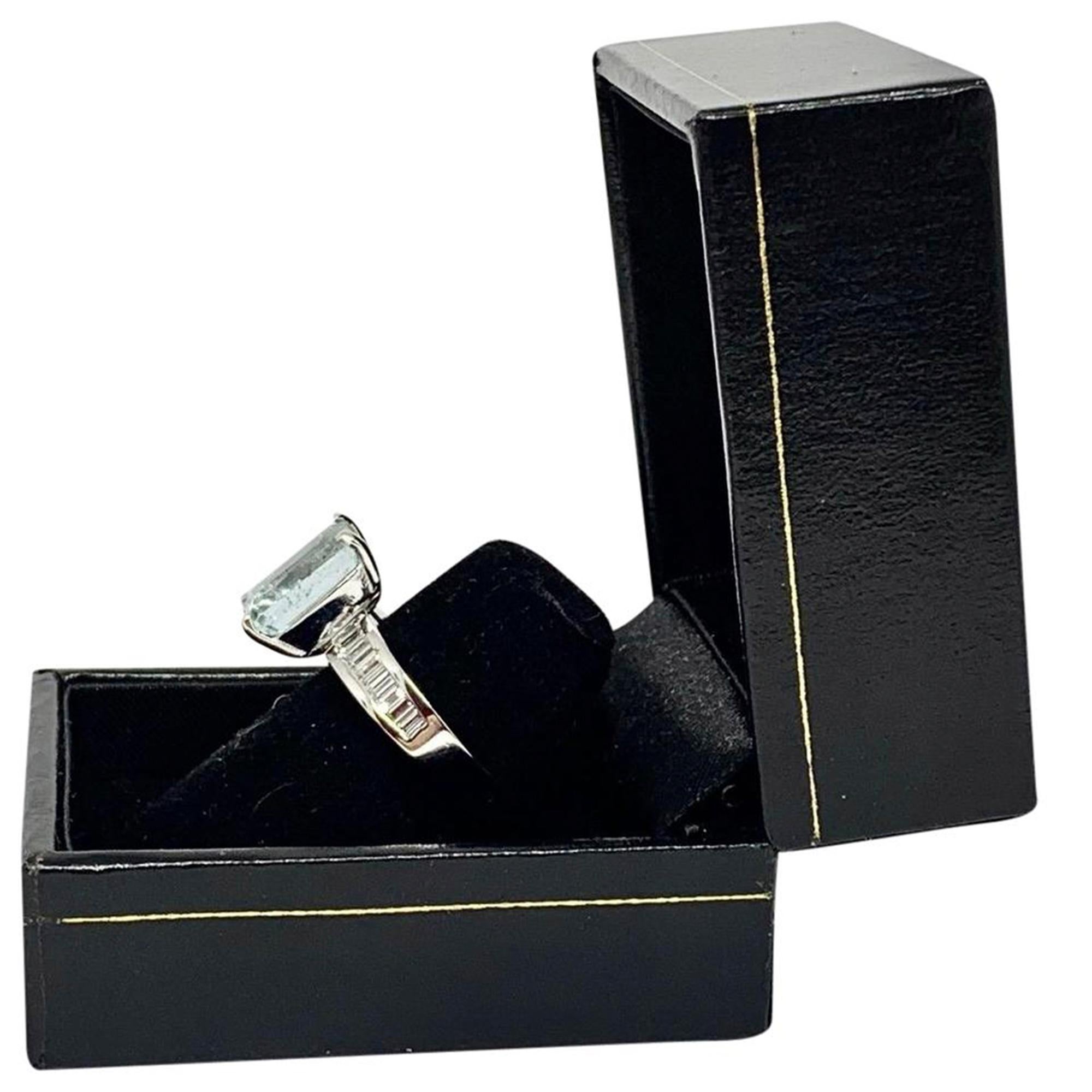 Diamond Aquamarine Ring 3.30TCW 14k Gold Women Certified For Sale 1