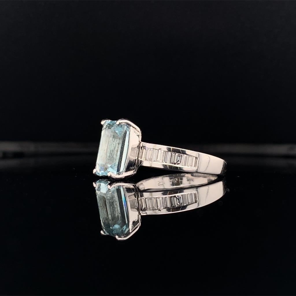 Diamond Aquamarine Ring 3.30TCW 14k Gold Women Certified For Sale 3