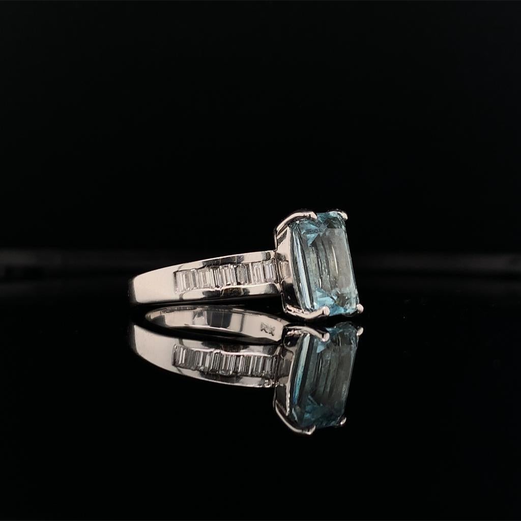 Diamond Aquamarine Ring 3.30TCW 14k Gold Women Certified For Sale 5