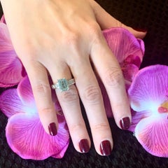 Diamond Aquamarine Ring 3.30TCW 14k Gold Women Certified